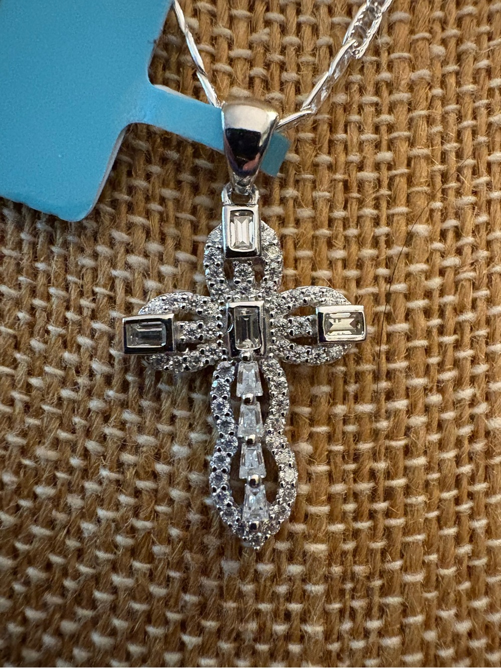 Solid Sterling Silver .53 Carat VVSD Moissanite Cross on Made in Italy Chain